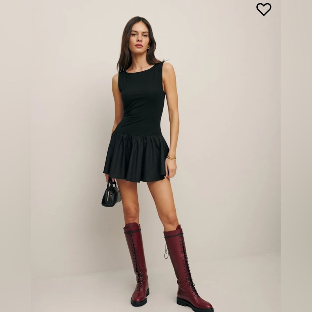 Reformation Defina Knit Dress Black - Size L
